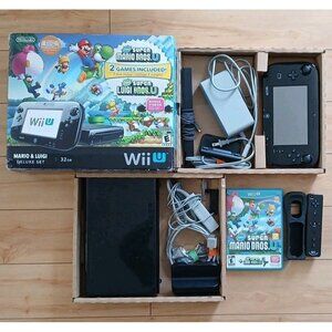 Nintendo Wii U Mario & Luigi Deluxe Set 32 GB Black Console System CIB - Tested